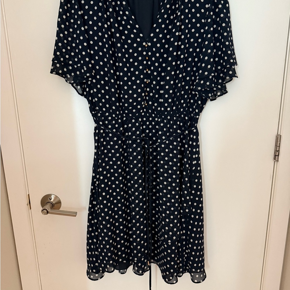 Ever New Curve Navy Polka Dot Dress